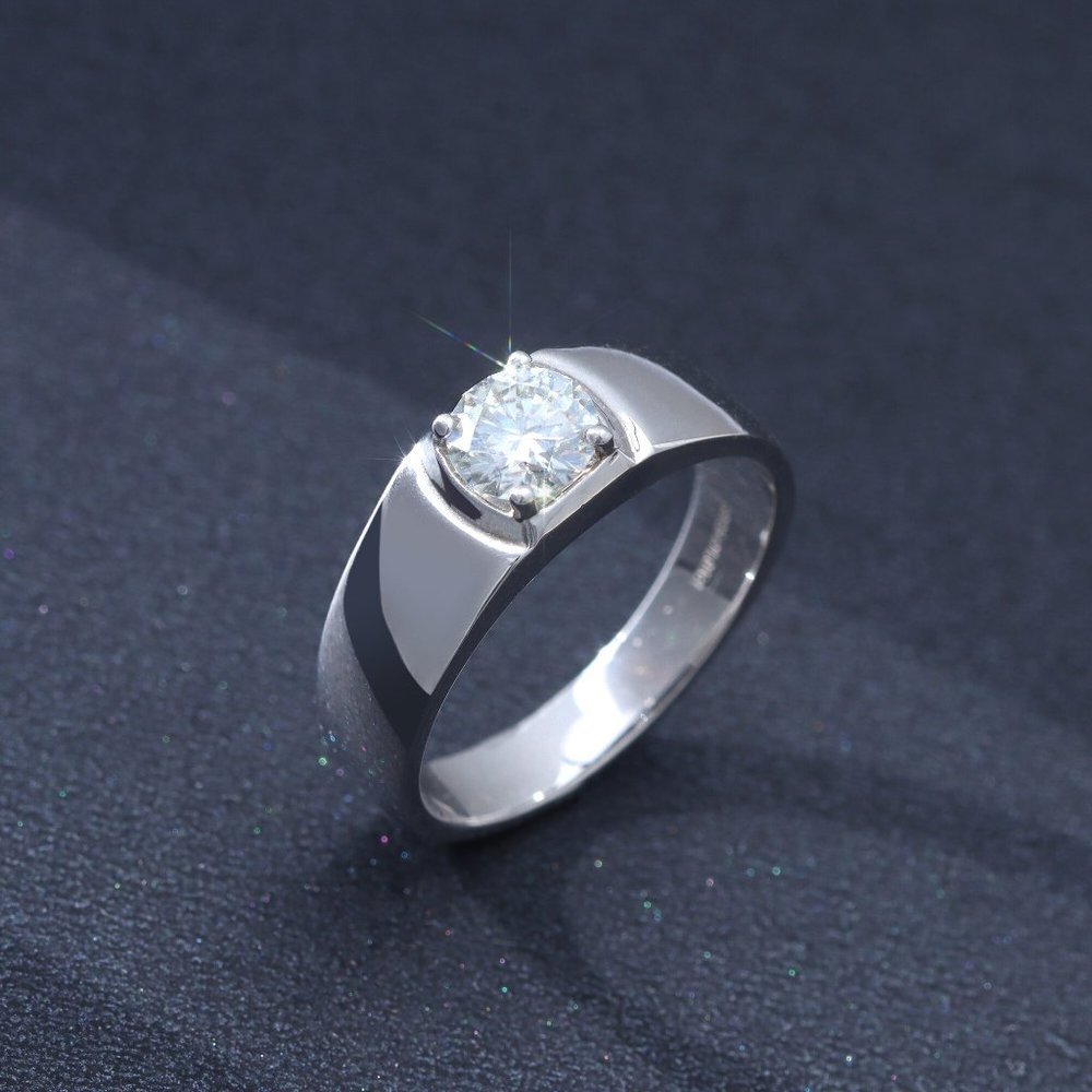 Certified 2ct. t.w. Moissanite Diamond Unisex Wedding Engagement Ring NEW - Picture 3 of 15